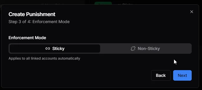 Sticky enforcement mode