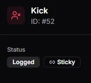 Kick punishment showing Logged status